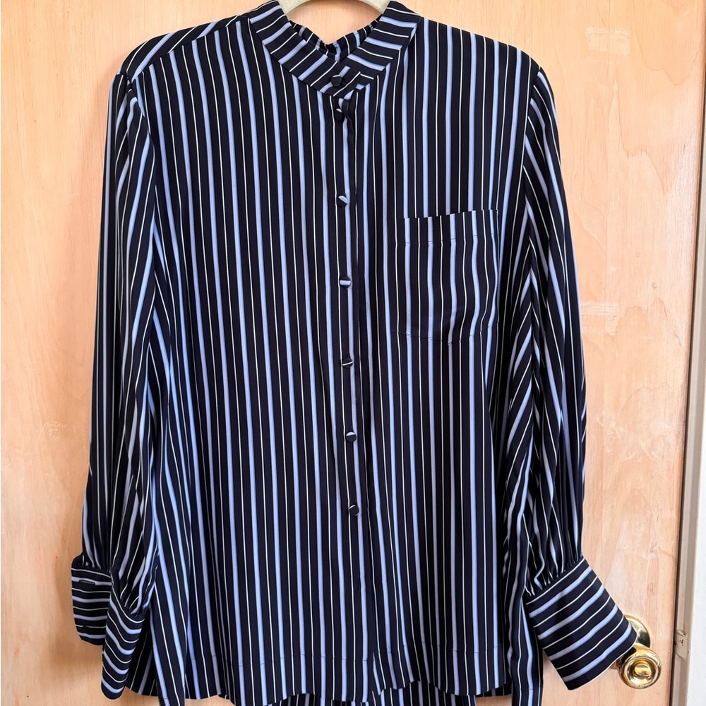 CO 100% Silk Striped Blouse Shirt - XL